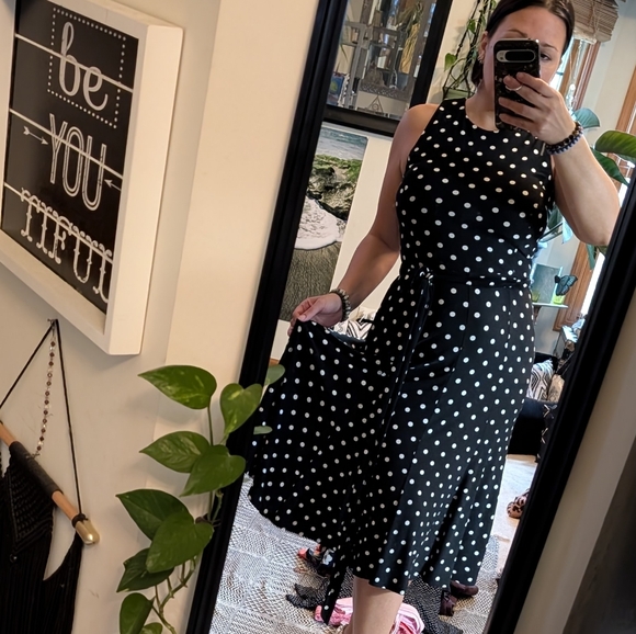 Ralph Lauren Polka Dot Midi Dress - Picture 1 of 11